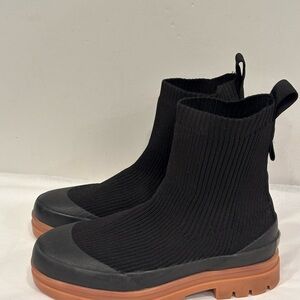 Everlane The Utility Boots in Reknit Black Textured Fabric Label